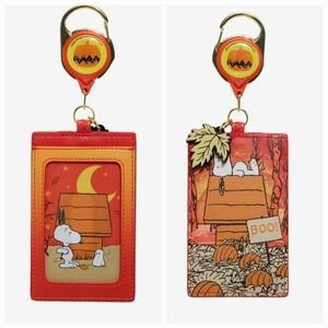 NEW! Loungefly Peanuts Snoopy‎ Pumpkin Patch Fall Halloween Retractable Lanyard